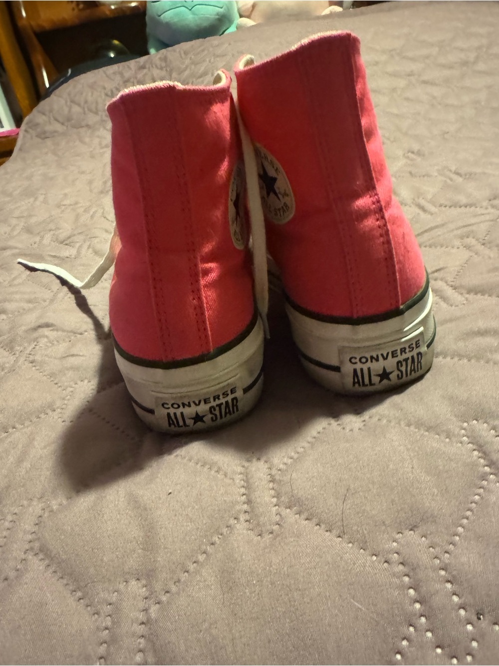 Womens 5.5 Converse Platform High Tops Hot Pink - Picture 4 of 5